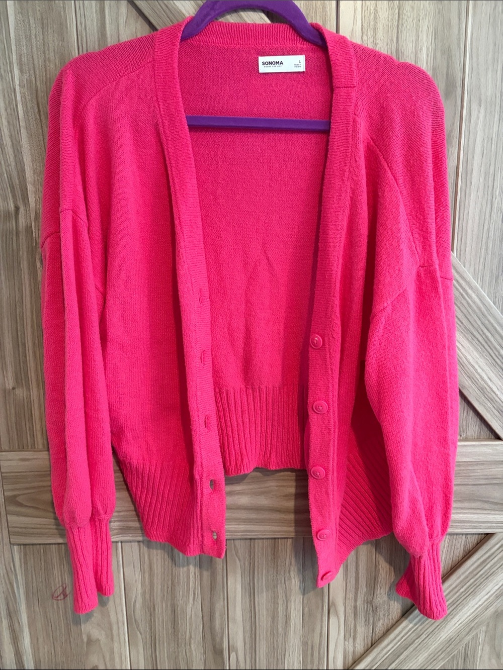SONOMA Bright Pink Button-Front Women's Cardigan